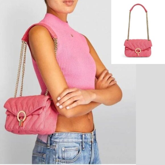 Sandro *flawed* Canvas Yza Shoulder Bag pink - Picture 1 of 15